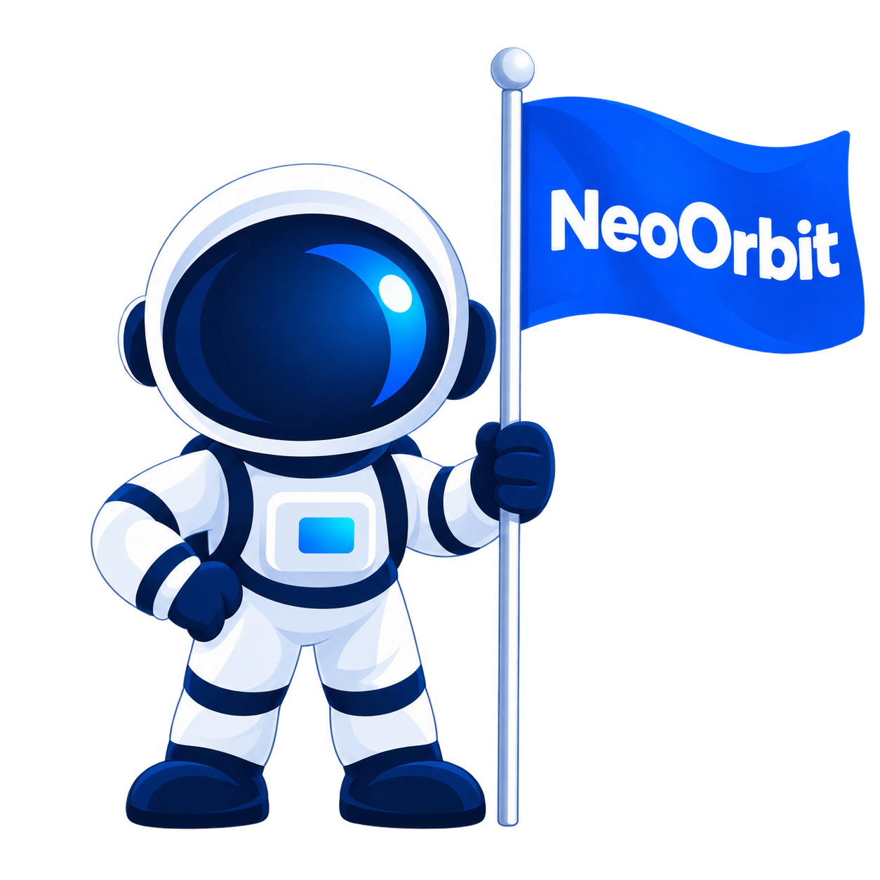 The NeoOrbit astronaut planting our flag on the moon